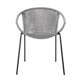 Set of Two 25" Gray Metal Outdoor Dining Chair