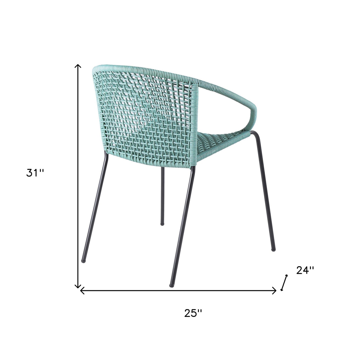 Set of Two 25" Green Metal Outdoor Dining Chair - Homeroots - Flyclothing LLC