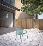 Set of Two 25" Green Metal Outdoor Dining Chair - Homeroots