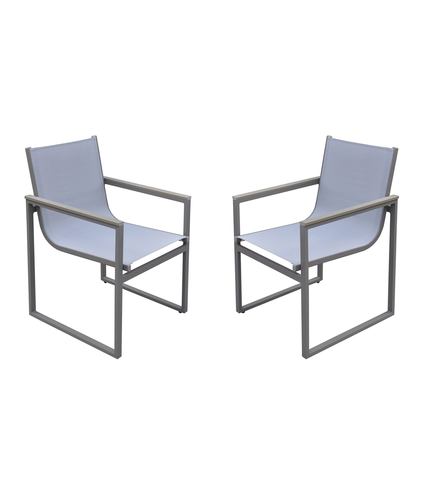 Set of Two 22" Light Gray Metal Outdoor Dining Chair - Homeroots - Flyclothing LLC