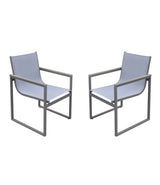 Set of Two 22" Light Gray Metal Outdoor Dining Chair - Homeroots - Flyclothing LLC