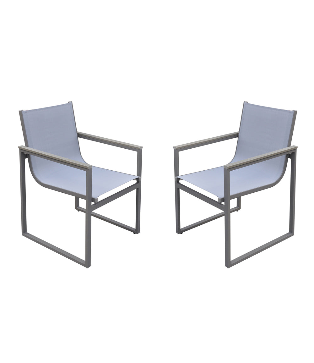 Set of Two 22" Light Gray Metal Outdoor Dining Chair