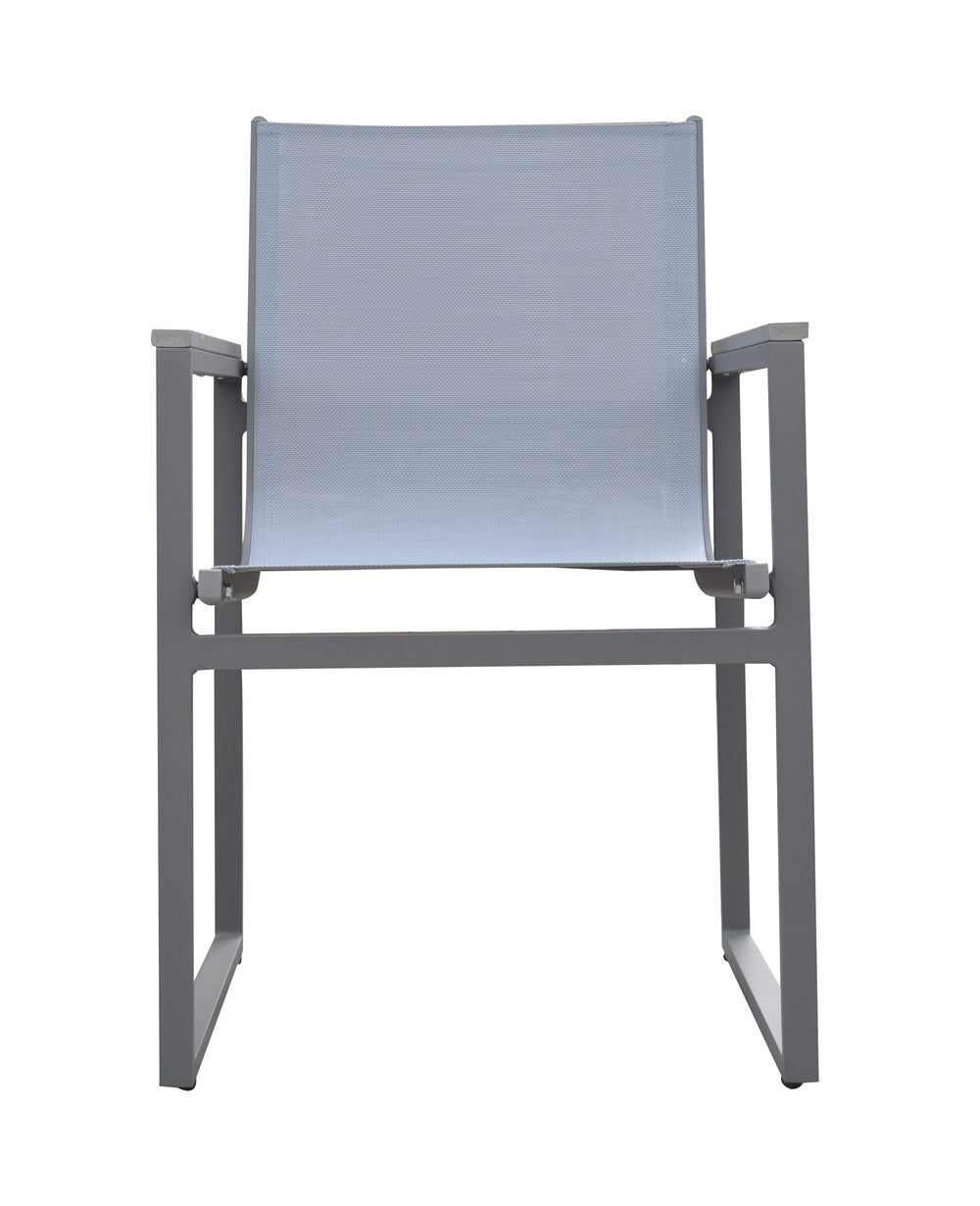 Set of Two 22" Light Gray Metal Outdoor Dining Chair - Homeroots