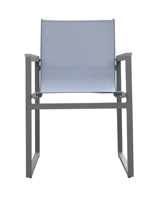 Set of Two 22" Light Gray Metal Outdoor Dining Chair - Homeroots