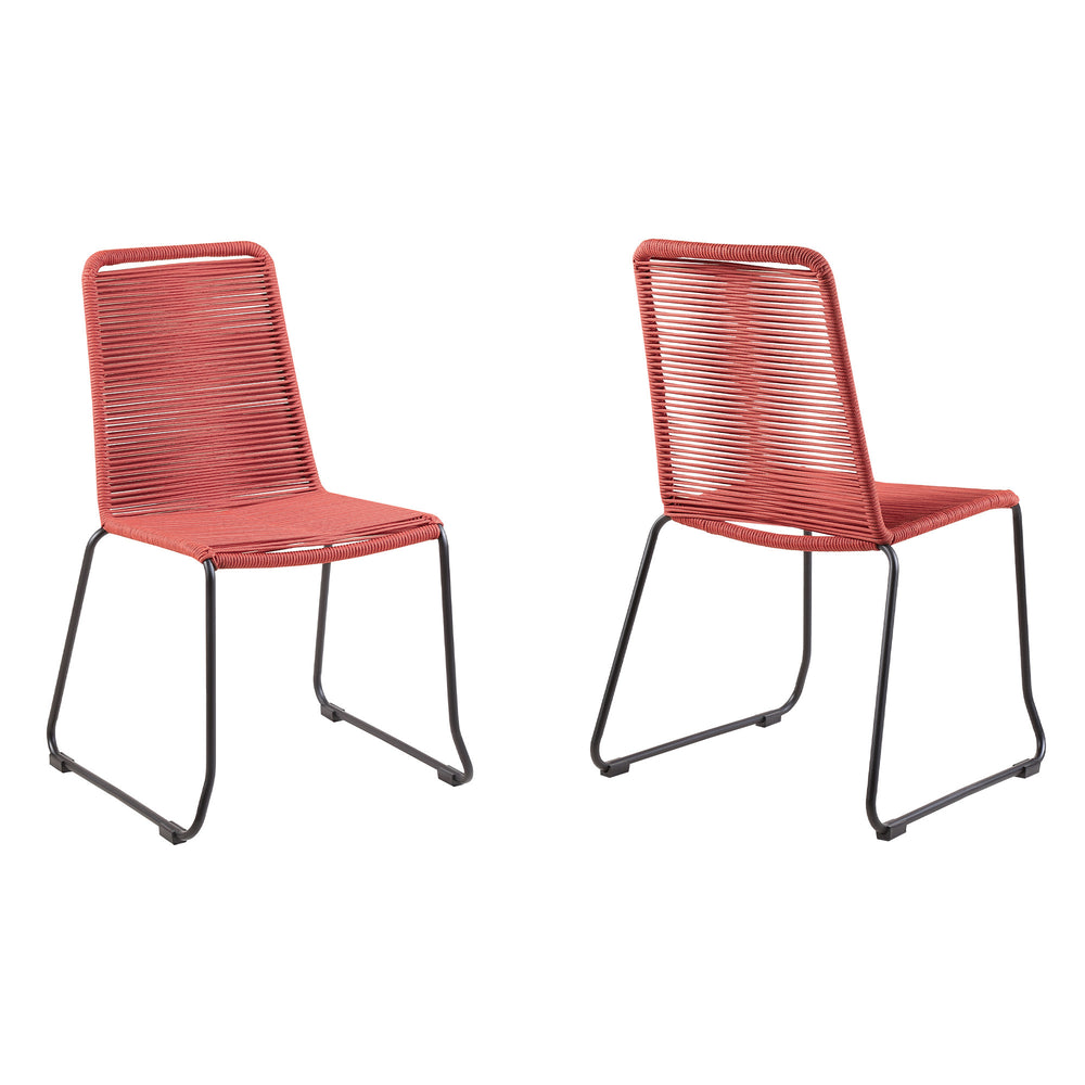 Set of Two 23" Red Metal Outdoor Dining Chair - Homeroots - Flyclothing LLC