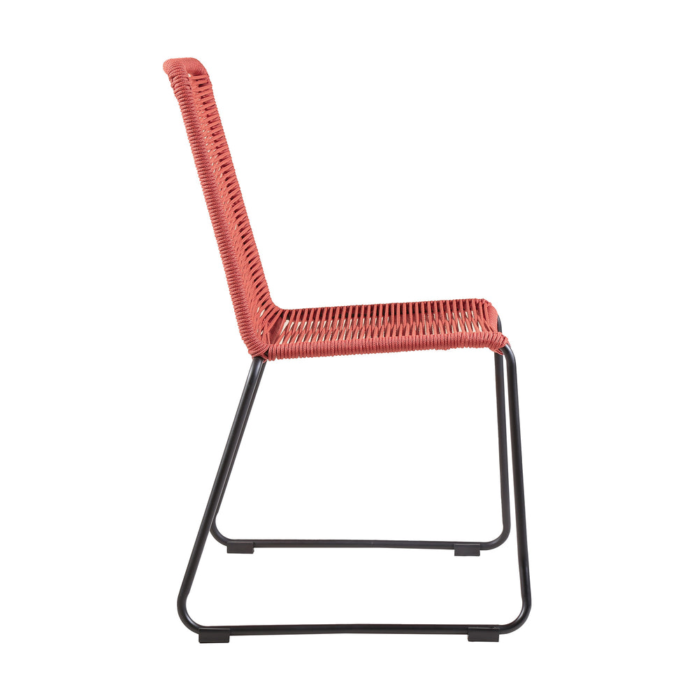 Set of Two 23" Red Metal Outdoor Dining Chair - Homeroots - Flyclothing LLC