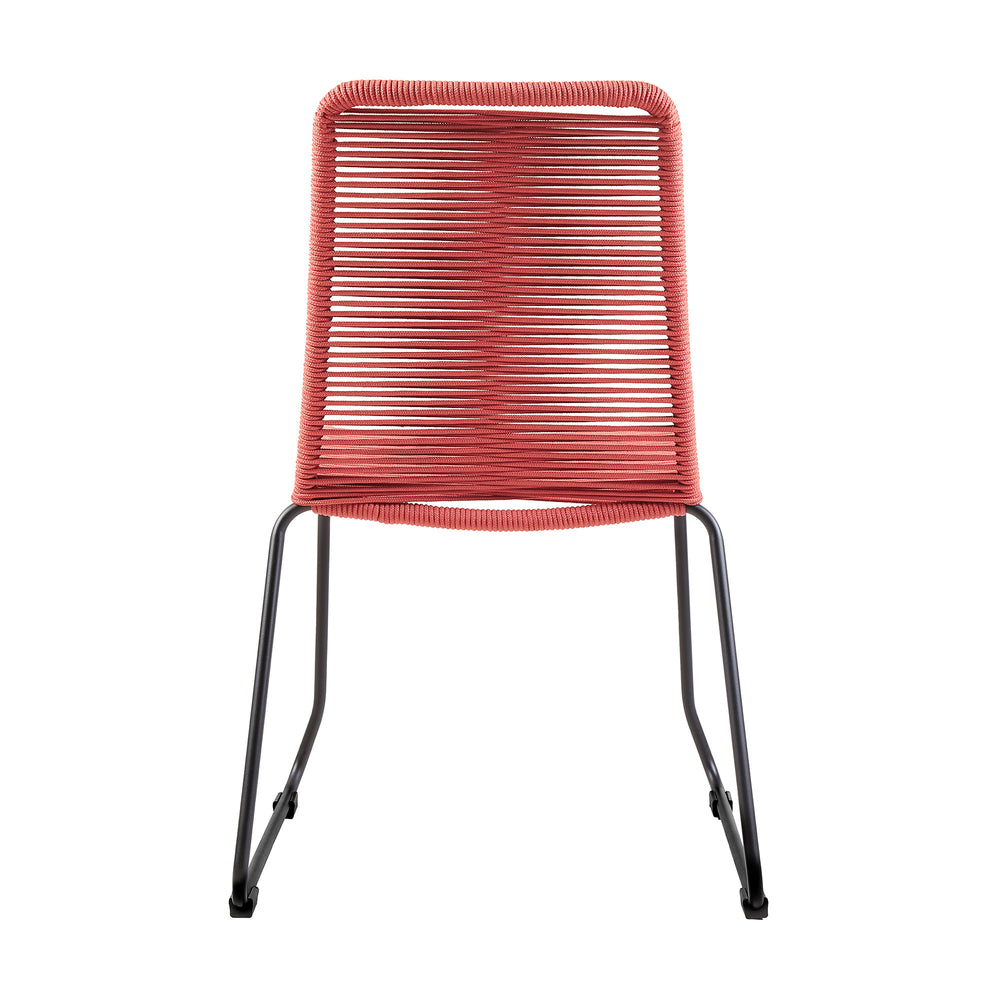 Set of Two 23" Red Metal Outdoor Dining Chair - Homeroots - Flyclothing LLC