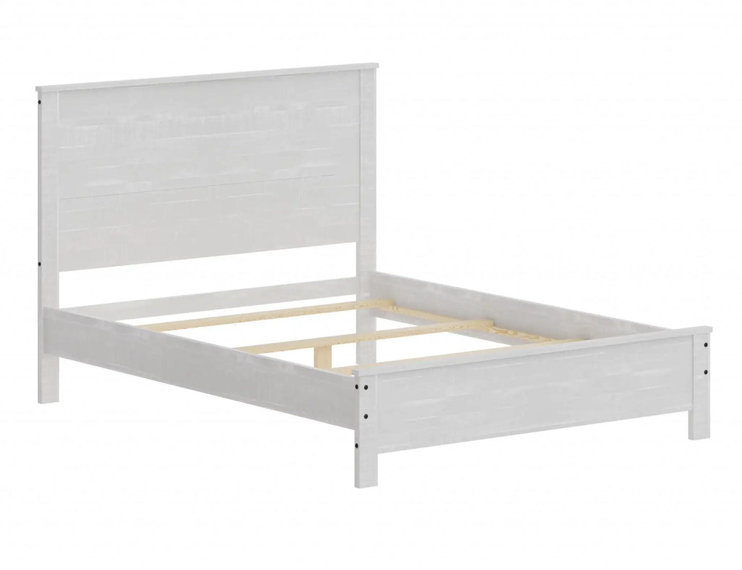 White Solid Wood Full Double Bed Frame - Homeroots - Flyclothing LLC