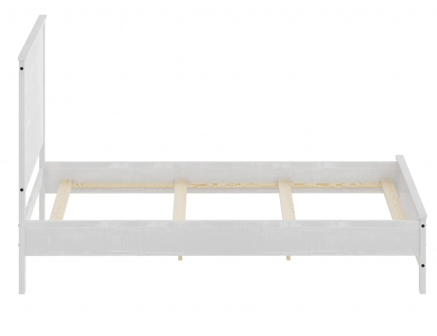 White Solid Wood Full Double Bed Frame - Homeroots - Flyclothing LLC