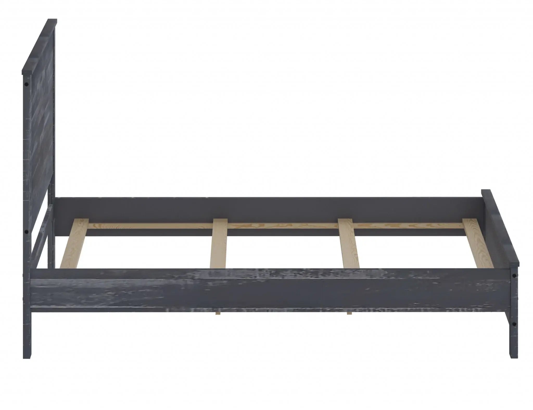 Grey Solid Wood Full Double Bed Frame - Homeroots - Flyclothing LLC
