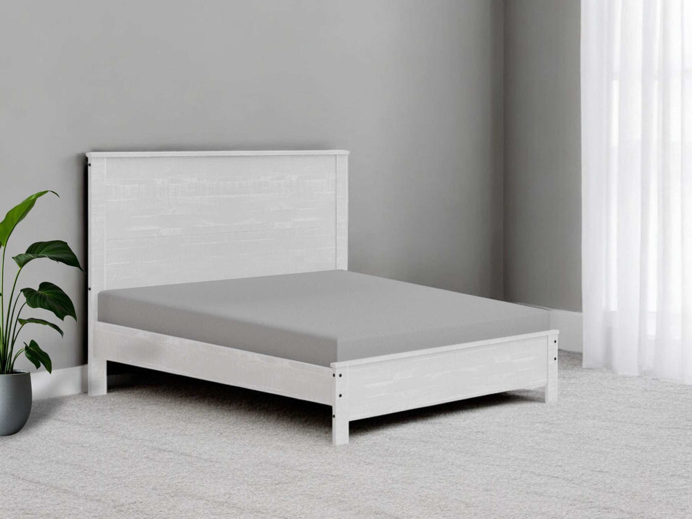 White Solid Wood Twin Bed Frame - Homeroots - Flyclothing LLC
