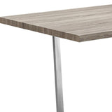 59" Taupe And Silver Solid Wood And Metal Sled Base Dining Table