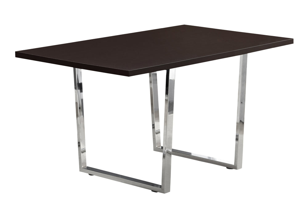 59" Espresso And Silver Solid Wood And Metal Sled Base Dining Table - Homeroots - Flyclothing LLC