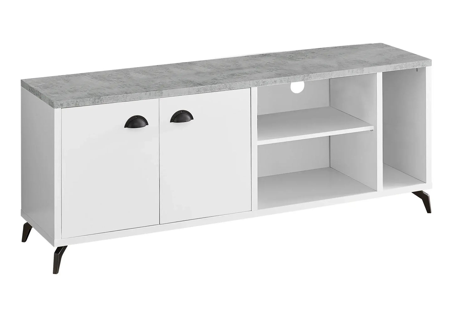 60" White Cabinet Enclosed Storage TV Stand - Homeroots - Flyclothing LLC