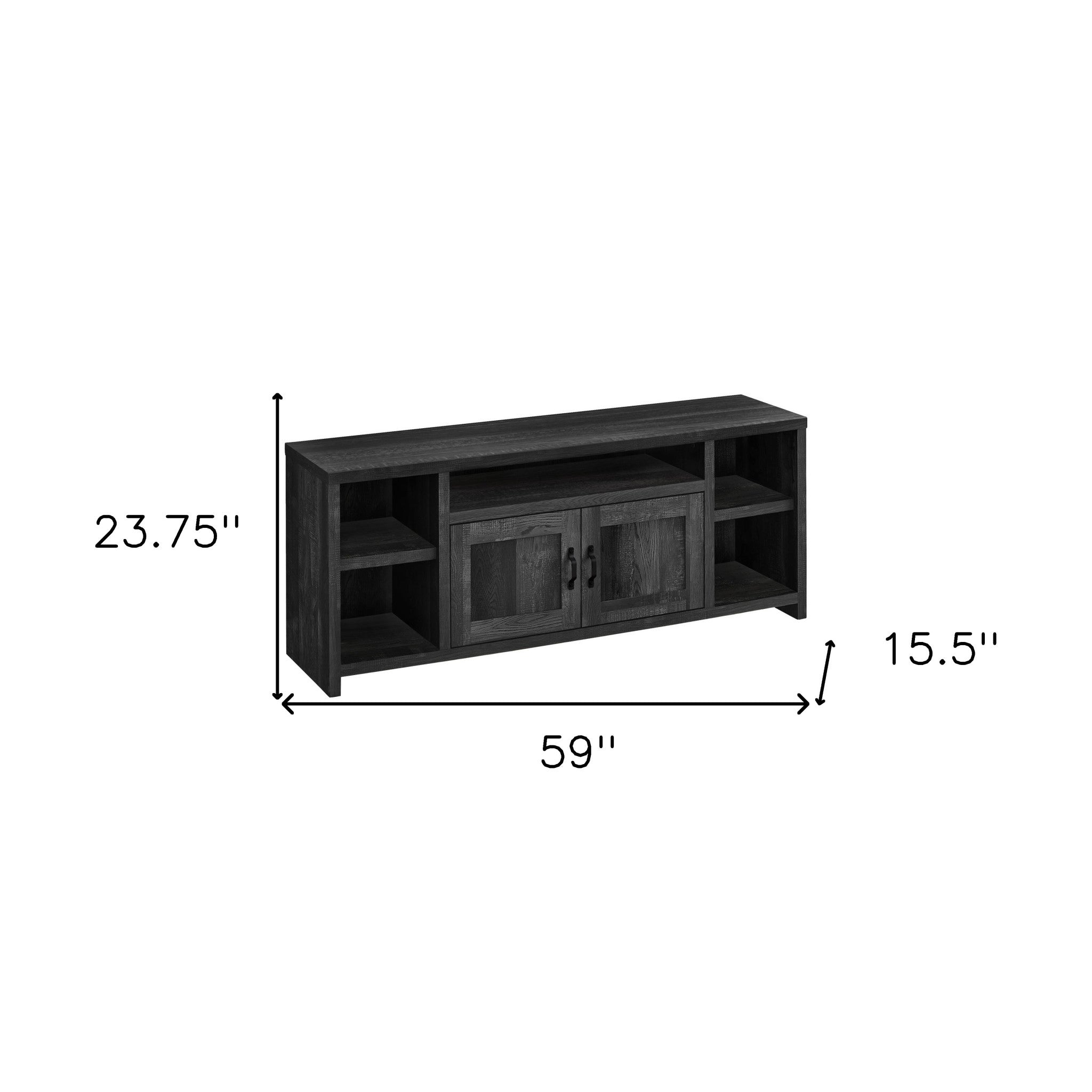 59" Black Cabinet Enclosed Storage TV Stand - Homeroots - Flyclothing LLC