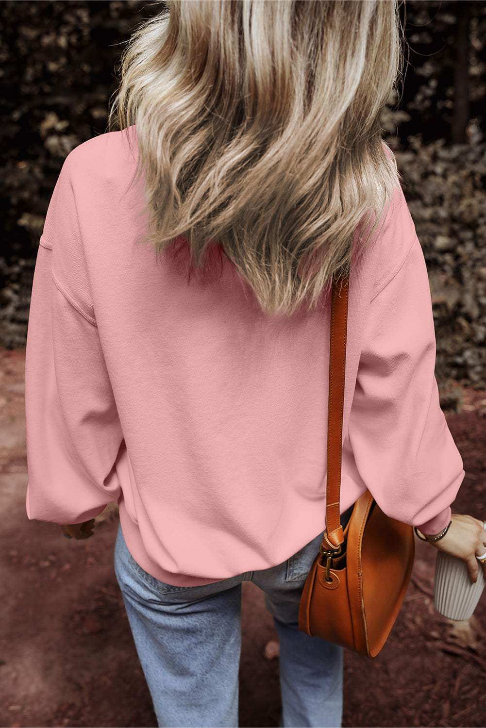 Round Neck Long Sleeve Sweatshirt - Trendsi - Flyclothing LLC