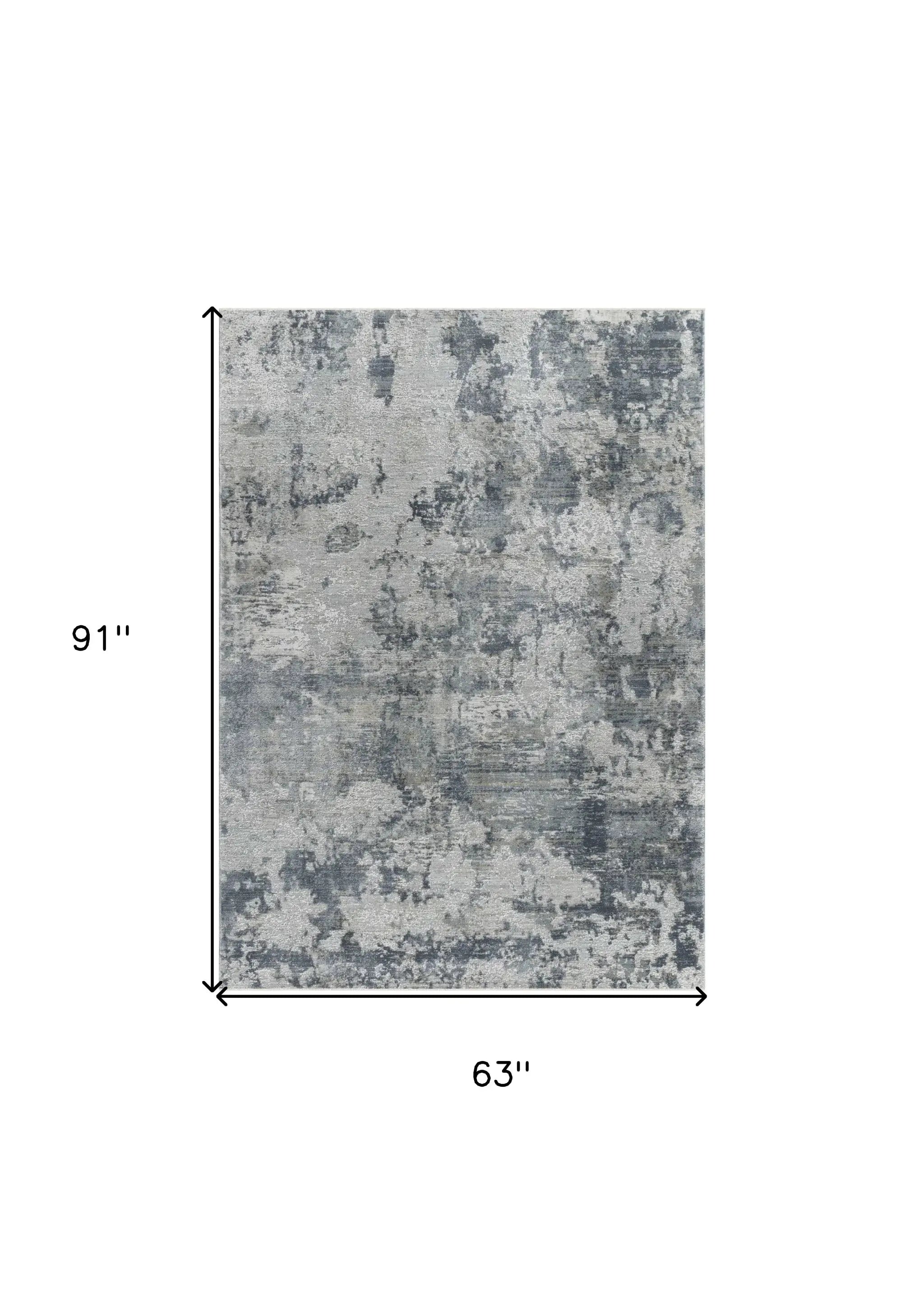 5' X 8' Blue Abstract Power Loom Area Rug - Homeroots - Flyclothing LLC