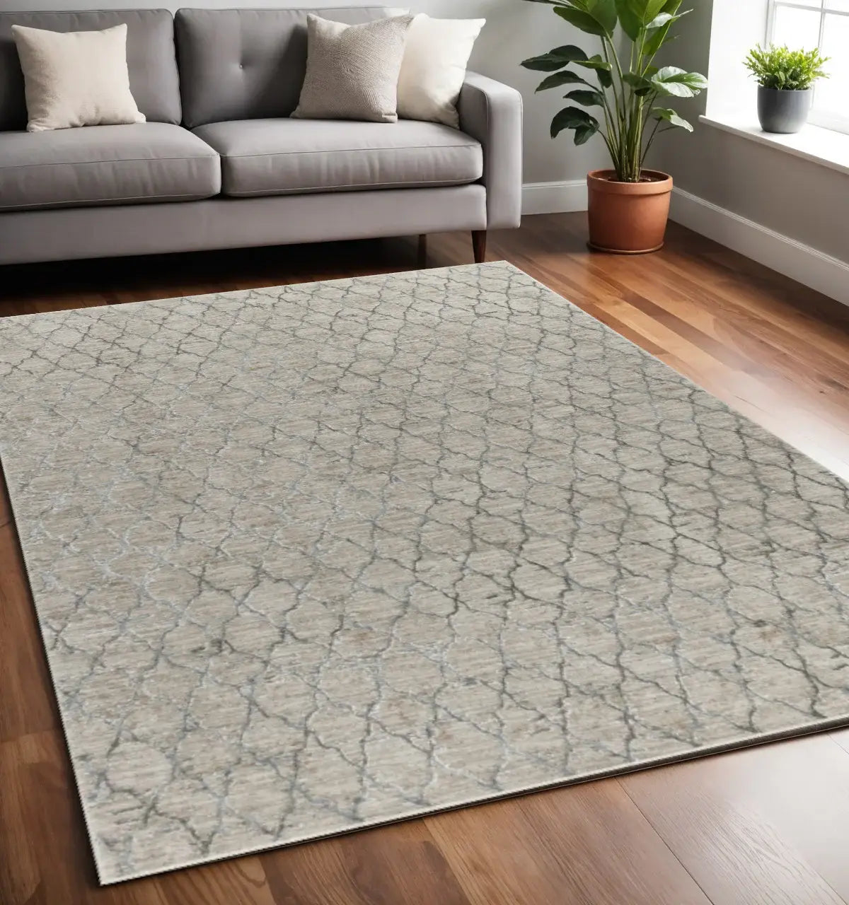 5' X 8' Beige Moroccan Stain Resistant Area Rug - Homeroots - Flyclothing LLC