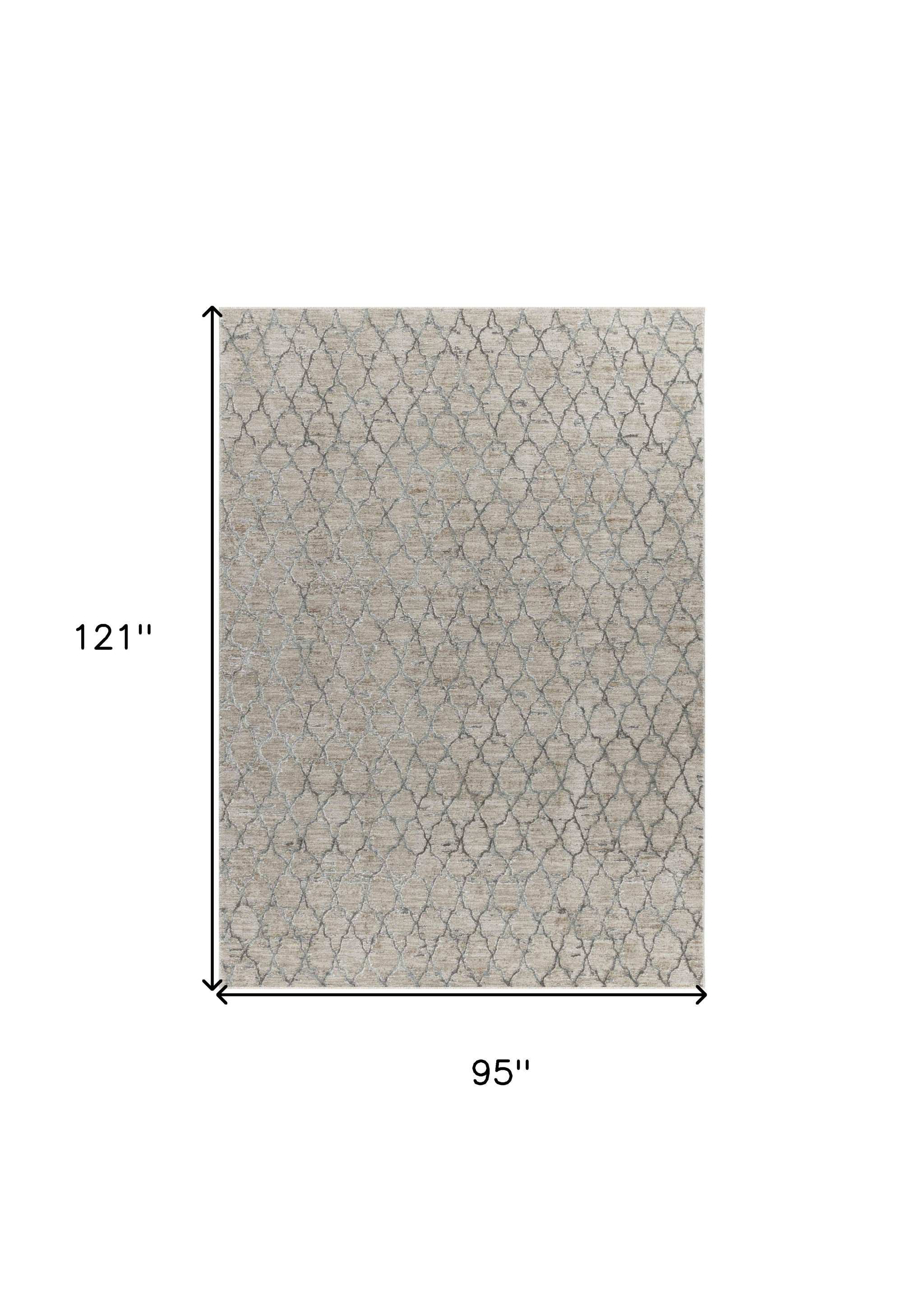 8' X 10' Beige Moroccan Stain Resistant Area Rug - Homeroots - Flyclothing LLC