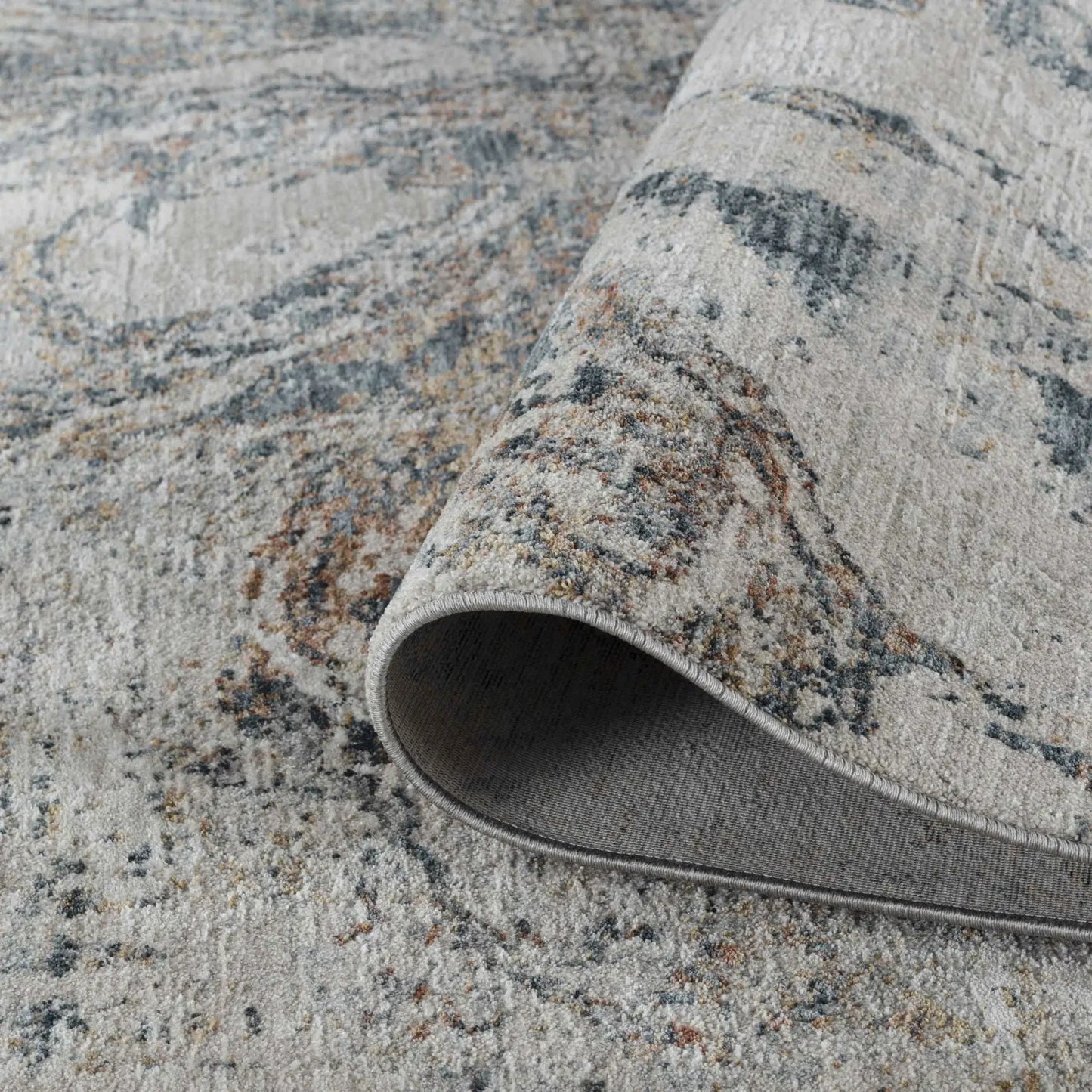 5' X 8' Beige and Blue Abstract Power Loom Area Rug - Homeroots - Flyclothing LLC