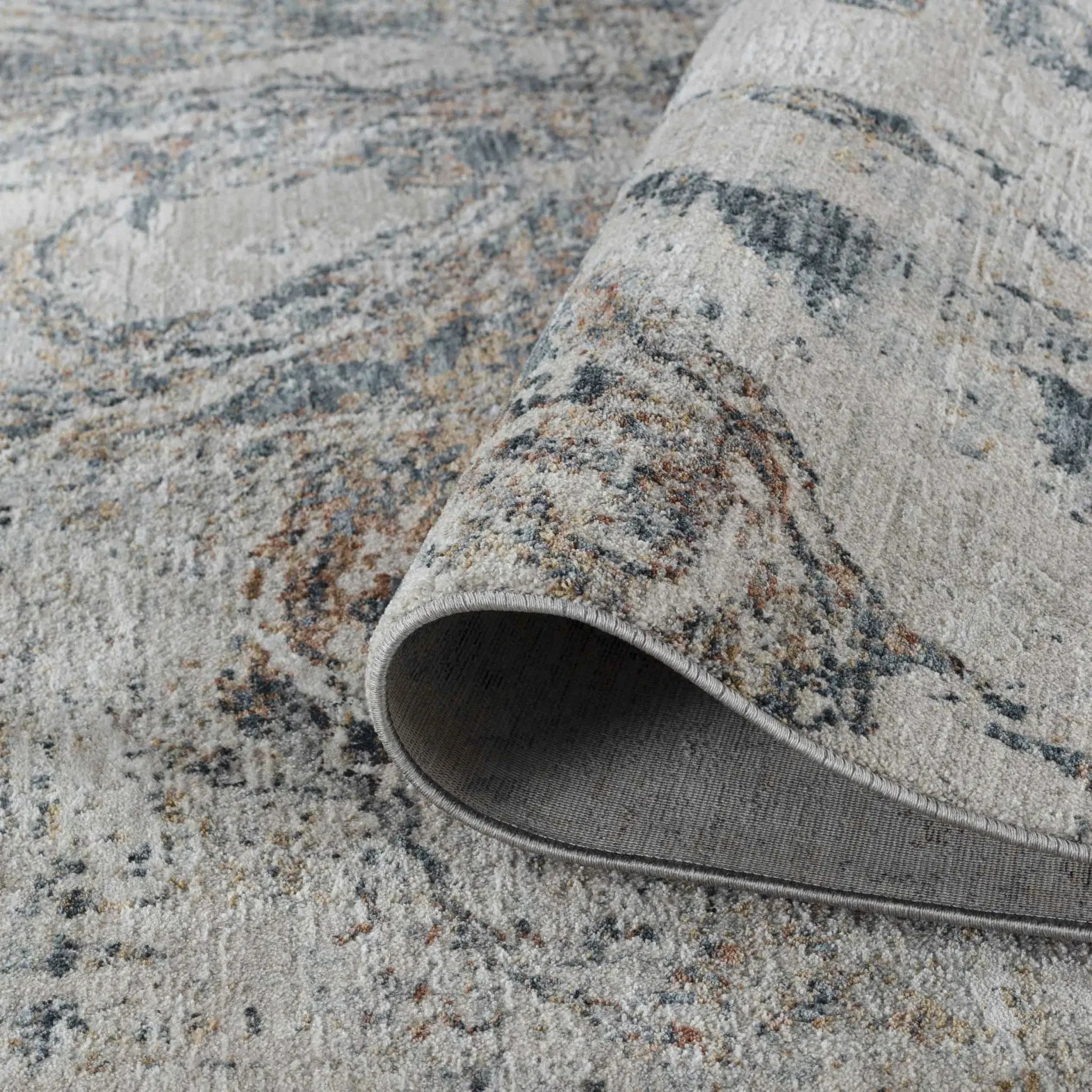 5' X 8' Beige and Blue Abstract Power Loom Area Rug - Homeroots - Flyclothing LLC