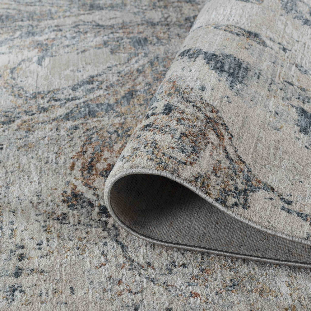 5' X 8' Beige and Blue Abstract Power Loom Area Rug - Homeroots - Flyclothing LLC