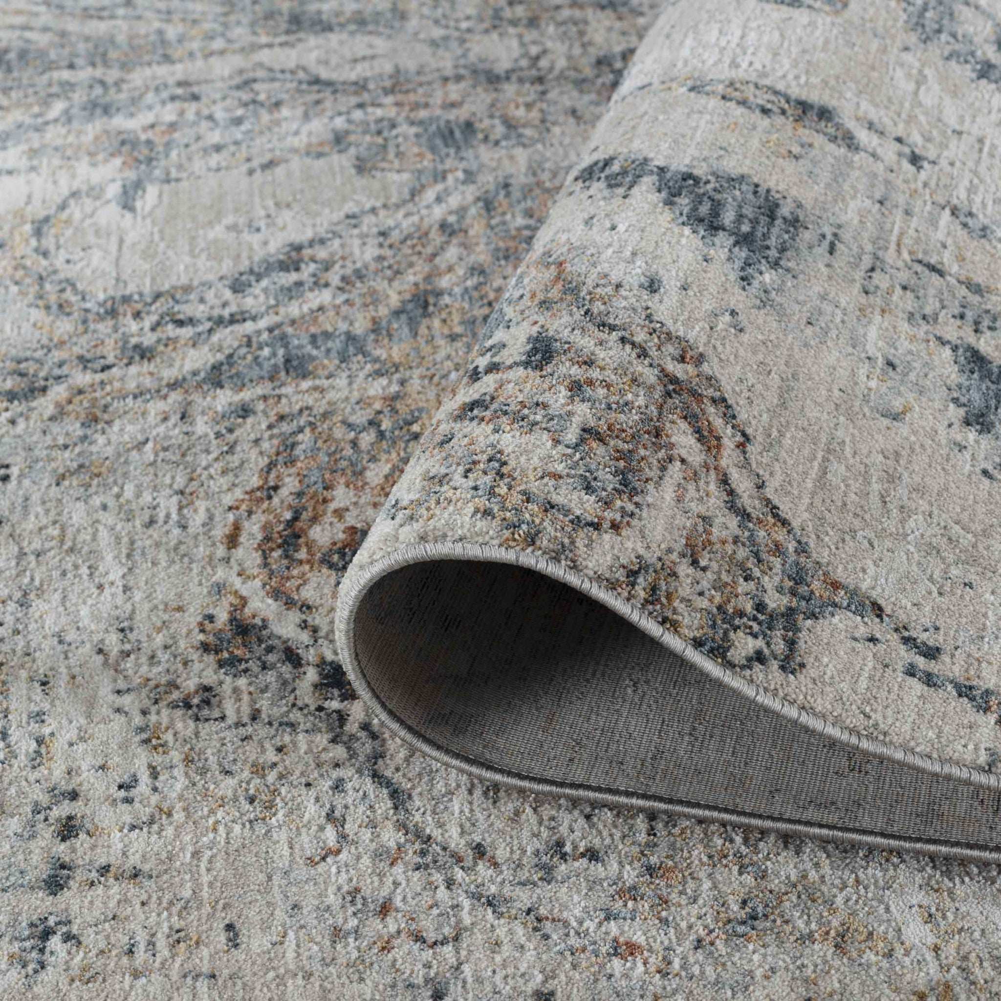 8' X 10' Beige Blue Abstract Power Loom Area Rug - Homeroots - Flyclothing LLC