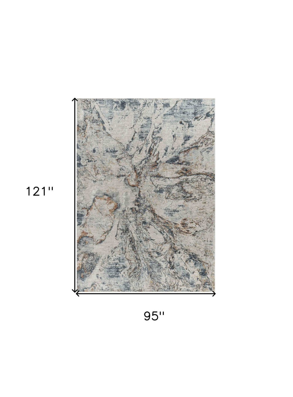 8' X 10' Beige Blue Abstract Power Loom Area Rug - Homeroots - Flyclothing LLC