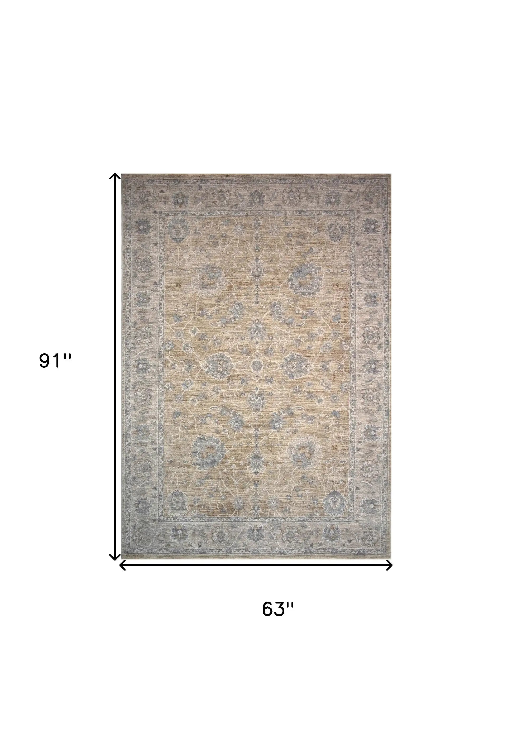 5' X 8' Gold Southwestern Power Loom Stain Resistant Area Rug - Homeroots - Flyclothing LLC
