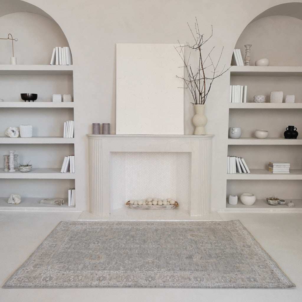8' X 10' Blue Gray Southwestern Floral Stain Resistant Area Rug - Homeroots - Flyclothing LLC
