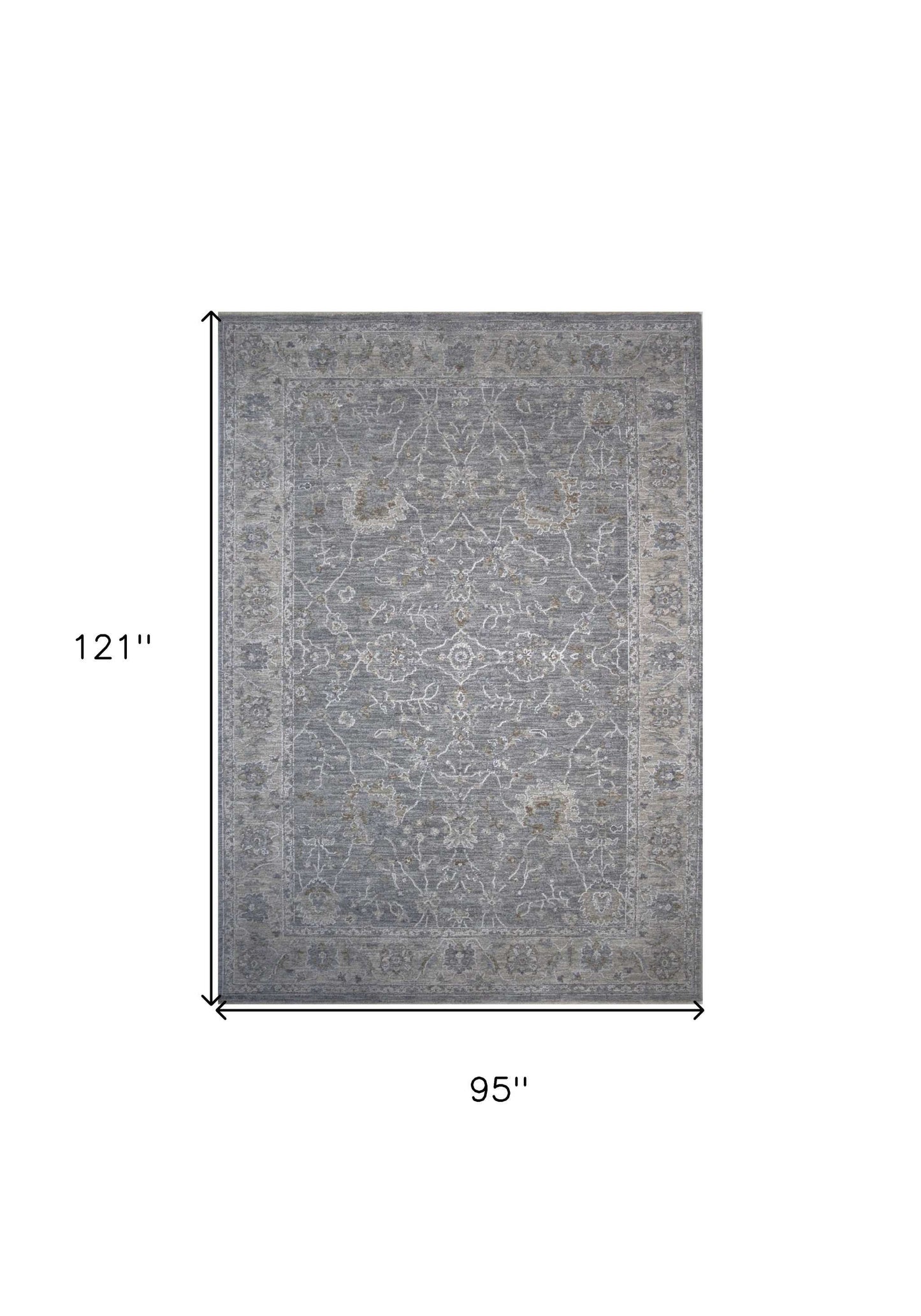 8' X 10' Blue Gray Southwestern Floral Stain Resistant Area Rug - Homeroots - Flyclothing LLC
