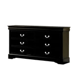 60" Black Solid and Manufactured Wood Six Drawer Double Dresser - Homeroots - Flyclothing LLC