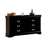 60" Black Solid and Manufactured Wood Six Drawer Double Dresser - Homeroots - Flyclothing LLC