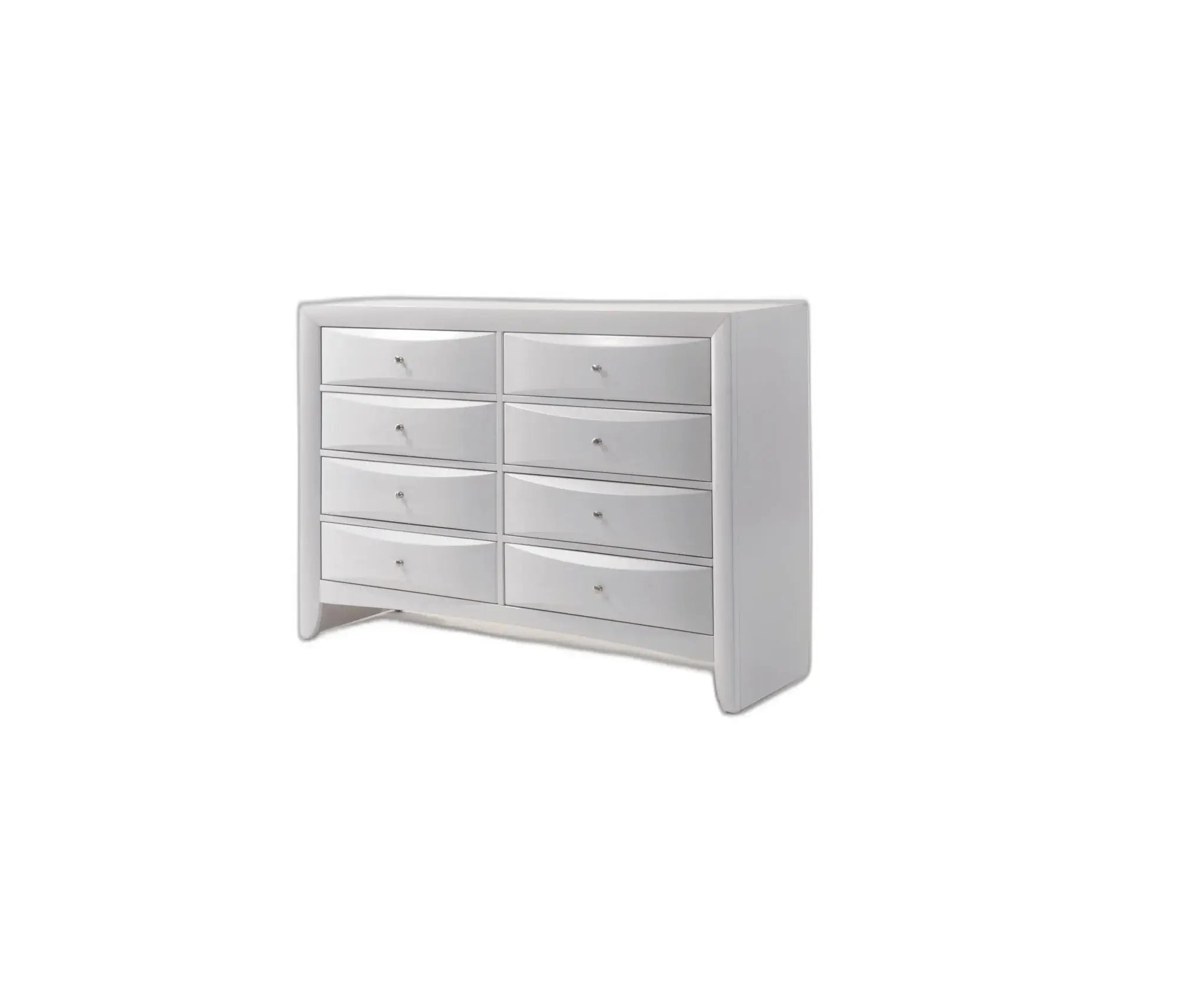 59" White Solid and Manufactured Wood Eight Drawer Double Dresser - Homeroots - Flyclothing LLC