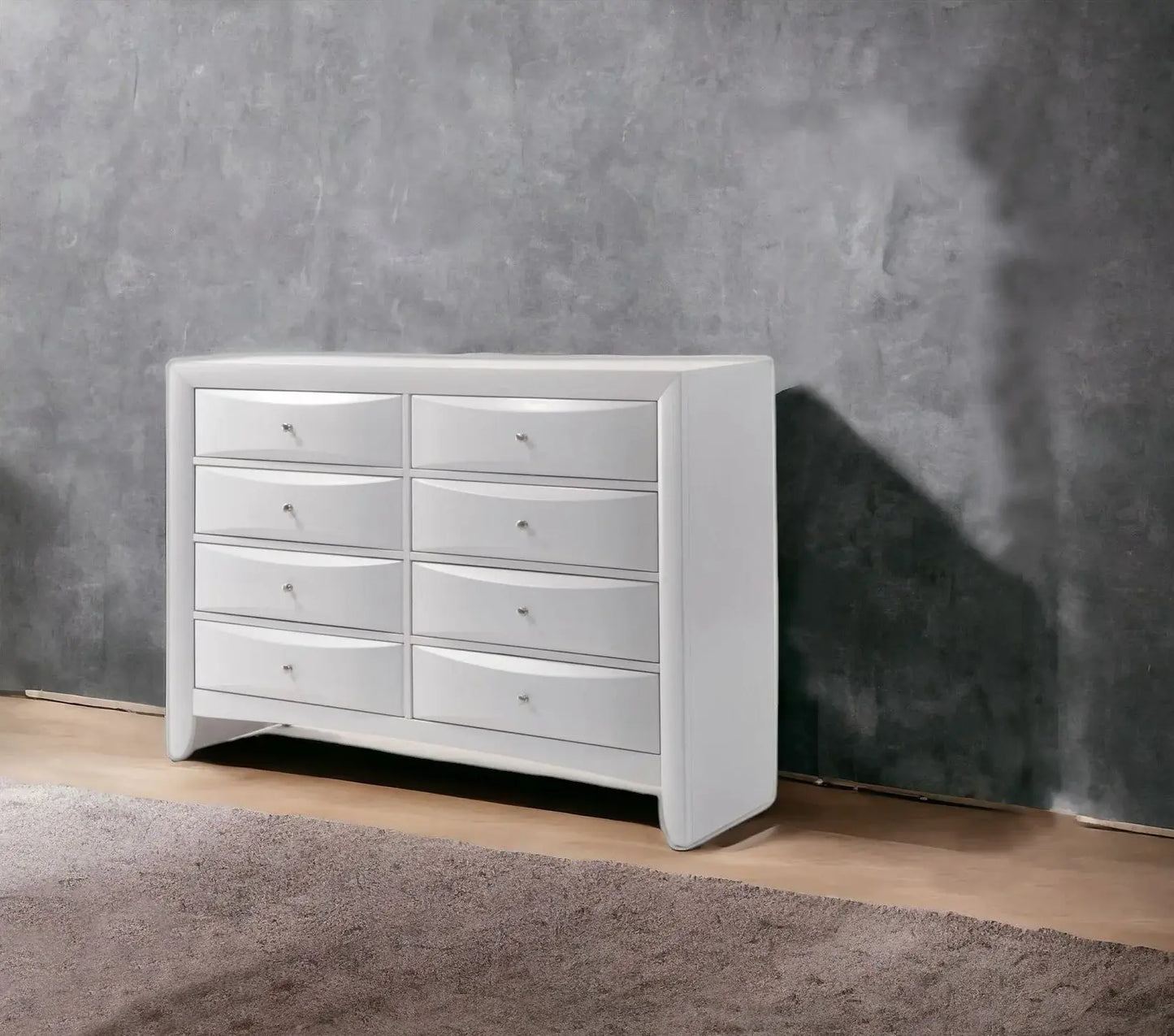 59" White Solid and Manufactured Wood Eight Drawer Double Dresser - Homeroots - Flyclothing LLC