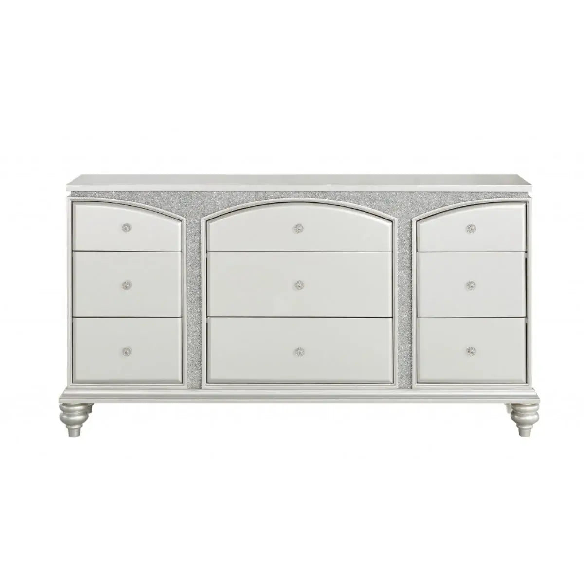 66" Platinum Manufactured Wood Nine Drawer Dresser - Homeroots - Flyclothing LLC