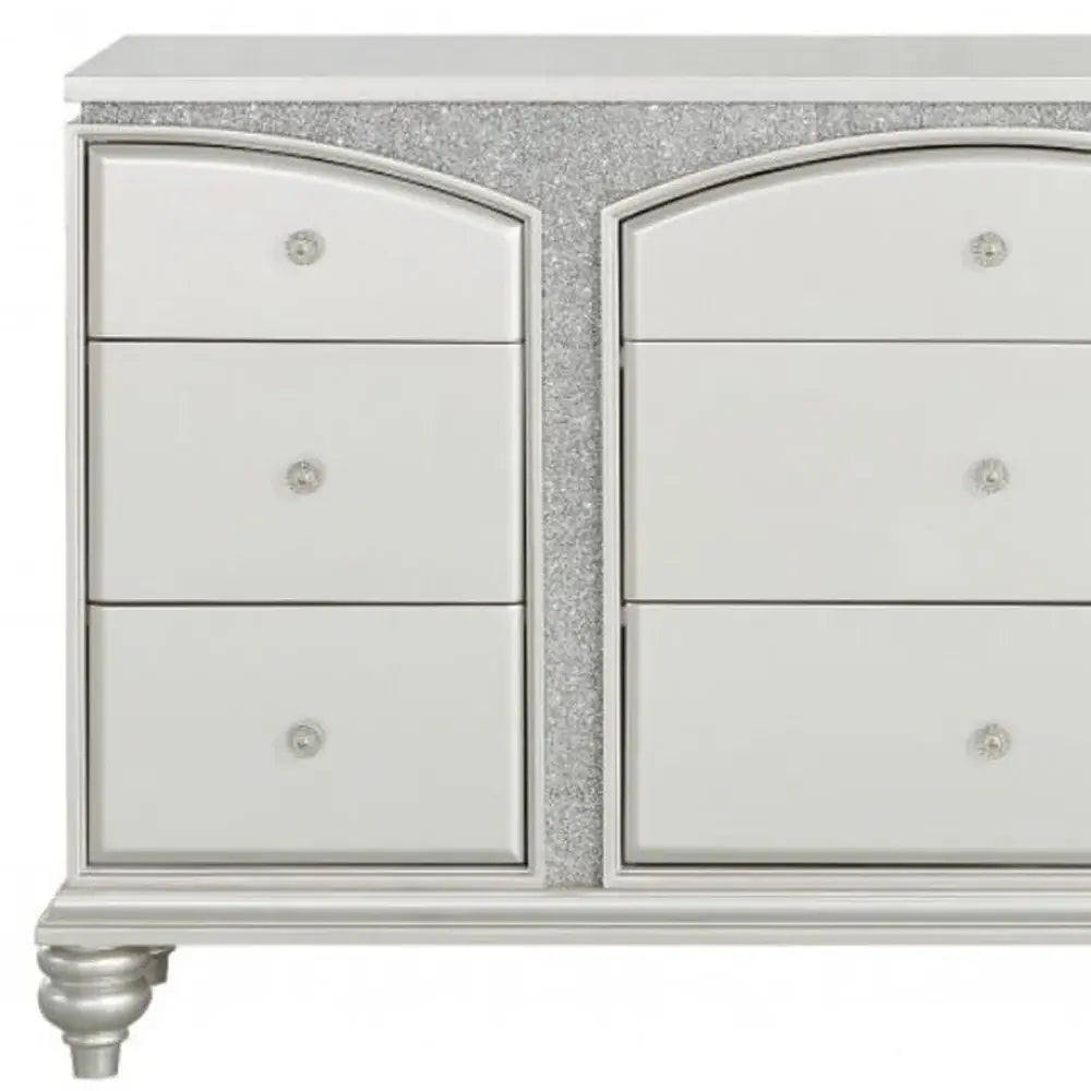 66" Platinum Manufactured Wood Nine Drawer Dresser - Homeroots - Flyclothing LLC
