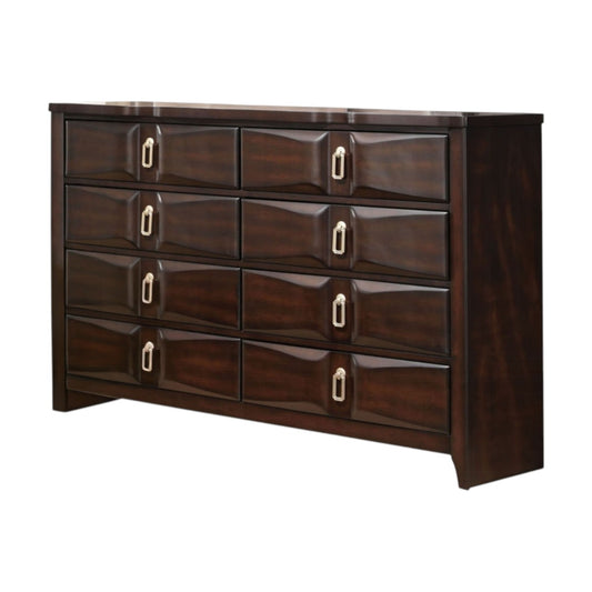 59" Espresso Eight Drawer Double Dresser