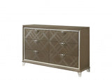 66" Champagne Solid and Manufactured Wood Six Drawer Double Dresser - Homeroots - Flyclothing LLC