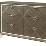 66" Champagne Solid and Manufactured Wood Six Drawer Double Dresser - Homeroots - Flyclothing LLC