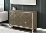 66" Champagne Solid and Manufactured Wood Six Drawer Double Dresser - Homeroots - Flyclothing LLC