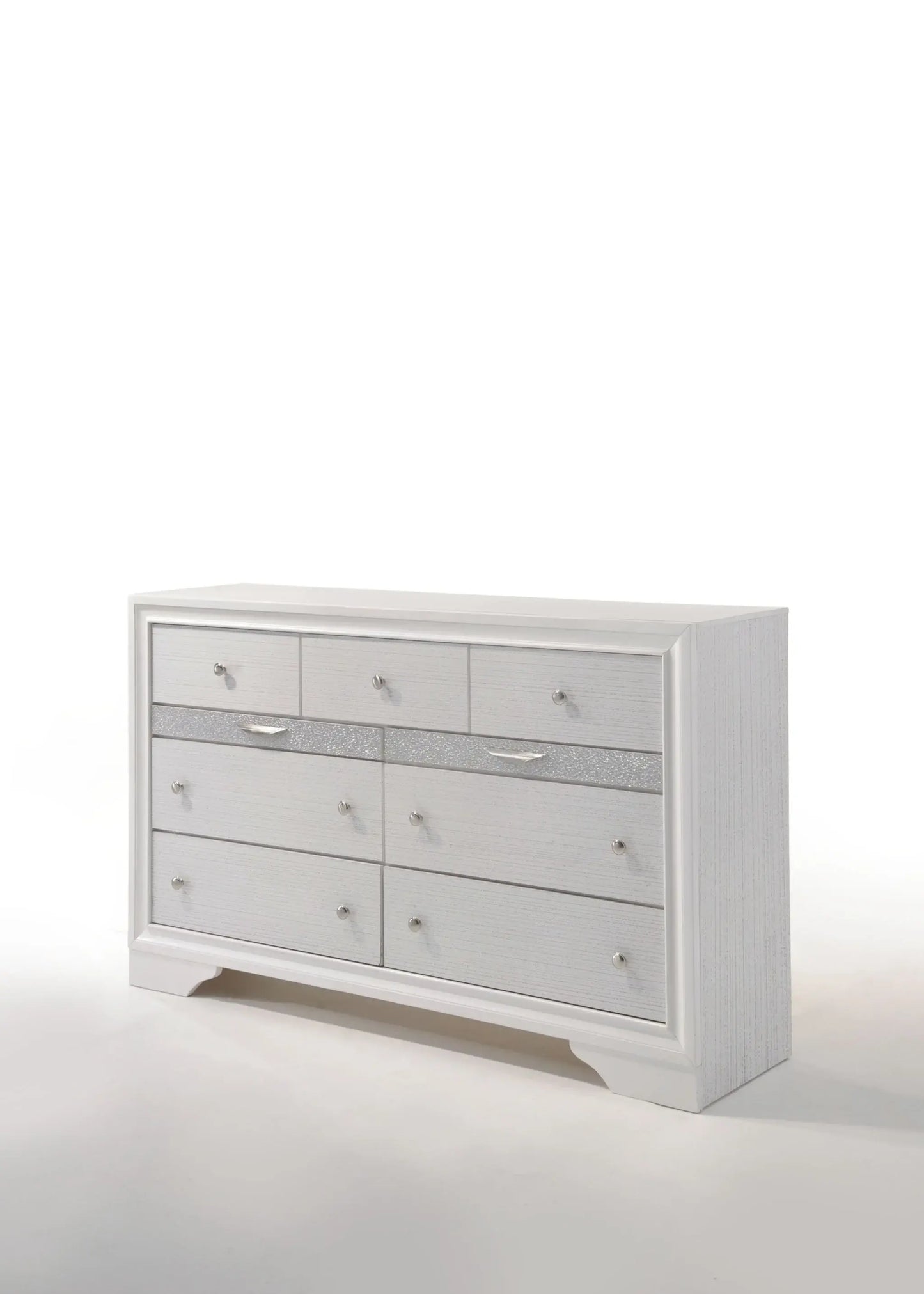 63" White Manufactured Wood Nine Drawer Triple Dresser - Homeroots - Flyclothing LLC