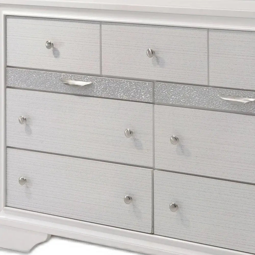 63" White Manufactured Wood Nine Drawer Triple Dresser - Homeroots - Flyclothing LLC