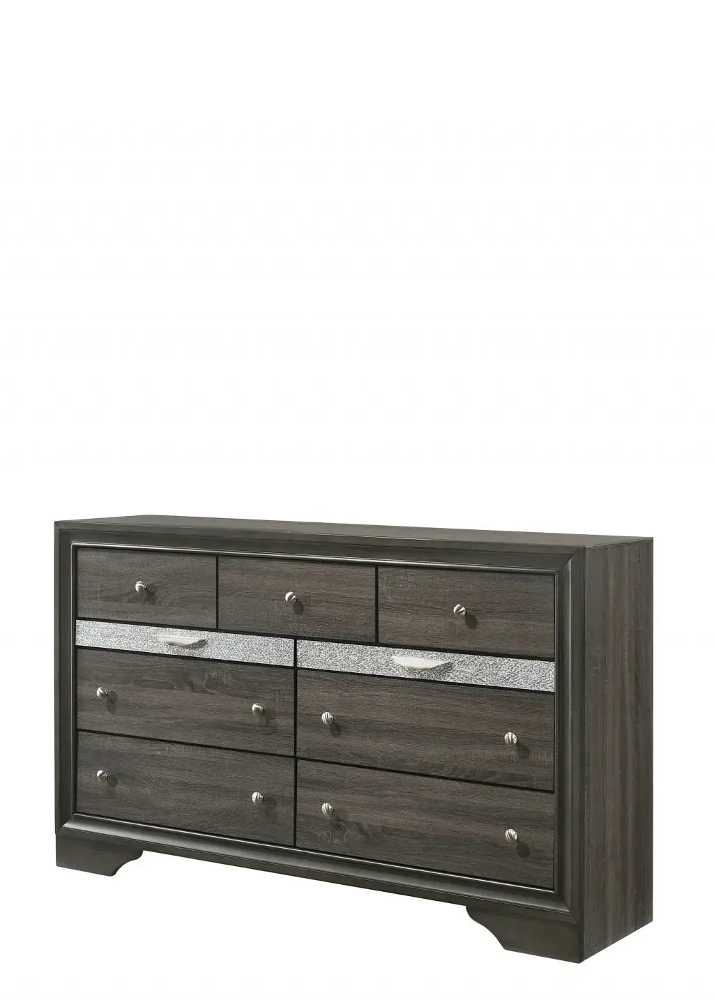 63" Gray Solid and Manufactured Wood Nine Drawer Triple Dresser - Homeroots - Flyclothing LLC