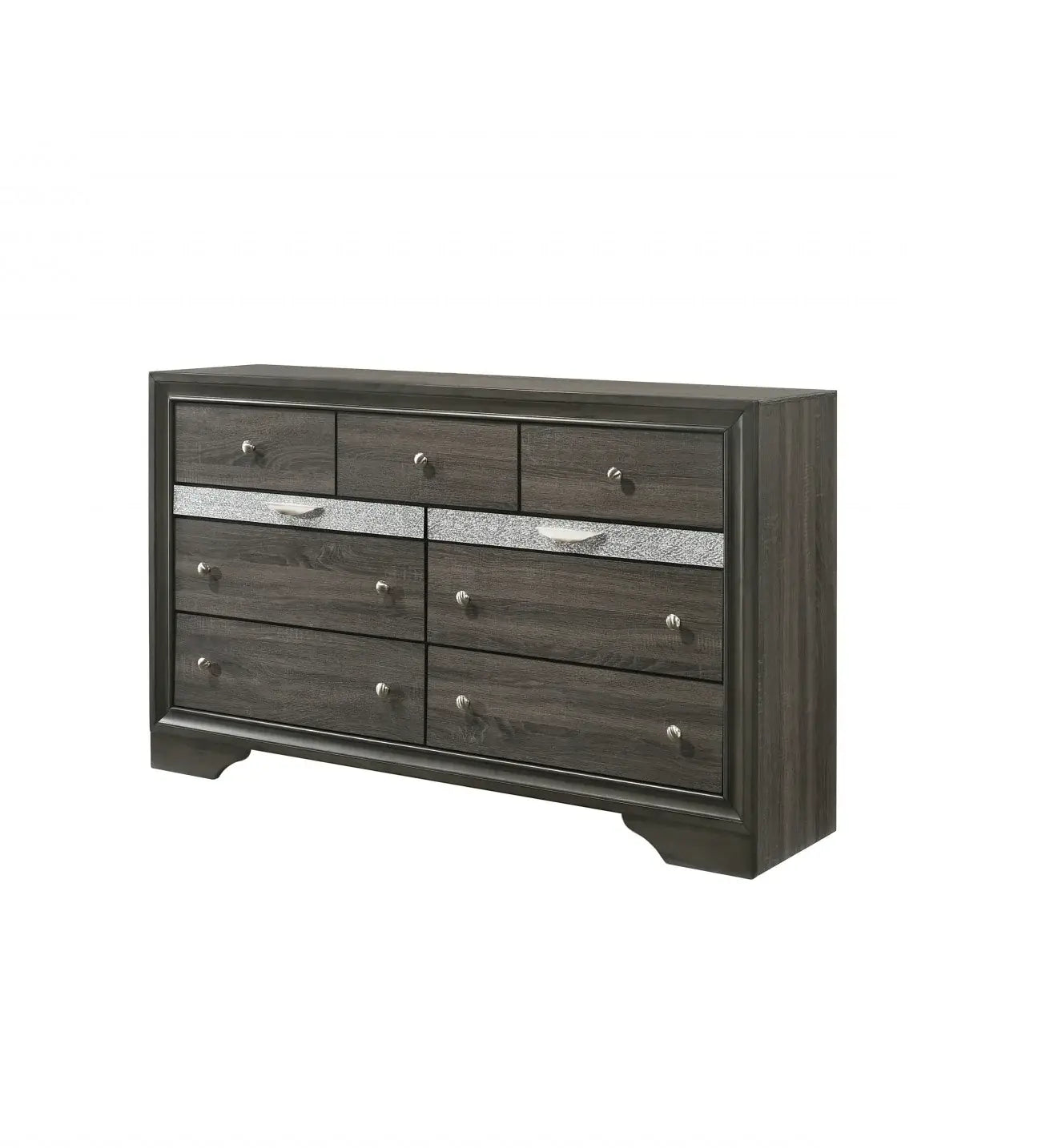 63" Gray Solid and Manufactured Wood Nine Drawer Triple Dresser - Homeroots - Flyclothing LLC