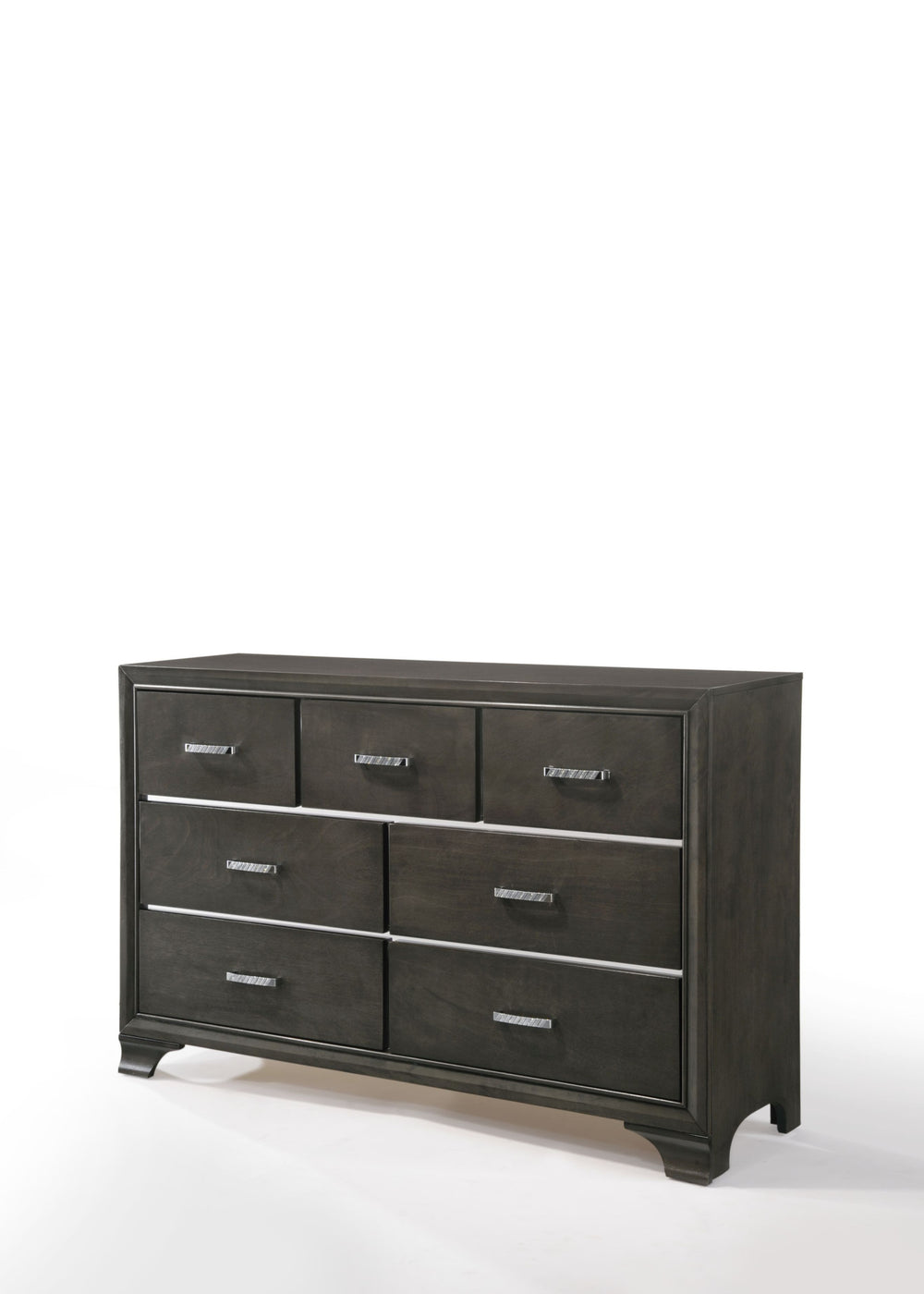 58" Gray Solid and Manufactured Wood Seven Drawer Triple Dresser - Homeroots - Flyclothing LLC