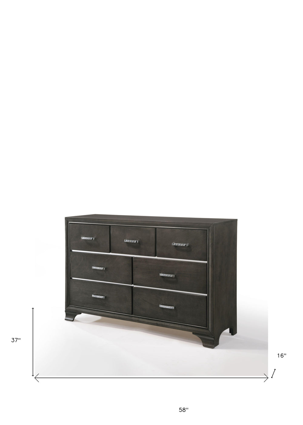 58" Gray Solid and Manufactured Wood Seven Drawer Triple Dresser - Homeroots - Flyclothing LLC