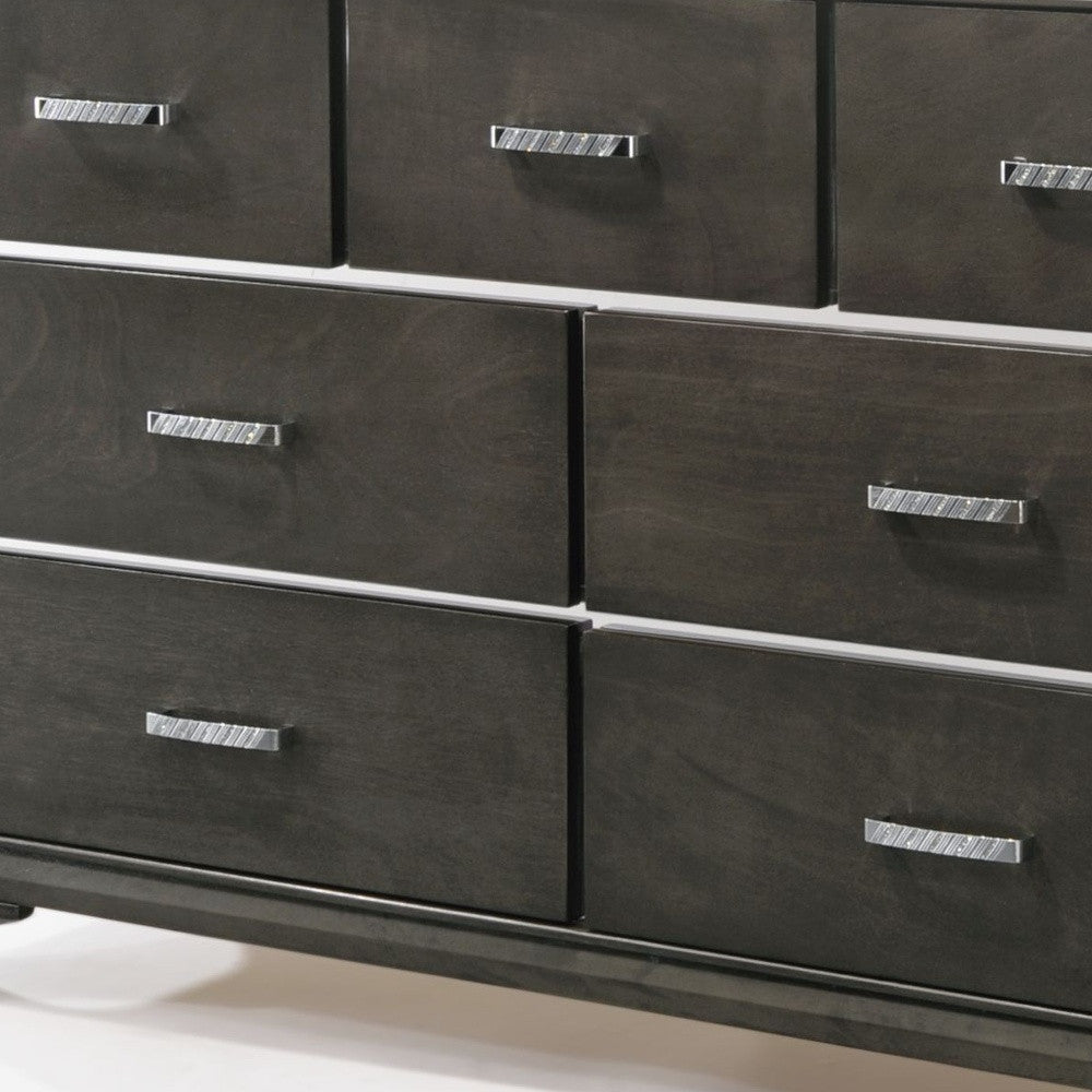 58" Gray Solid and Manufactured Wood Seven Drawer Triple Dresser - Homeroots - Flyclothing LLC