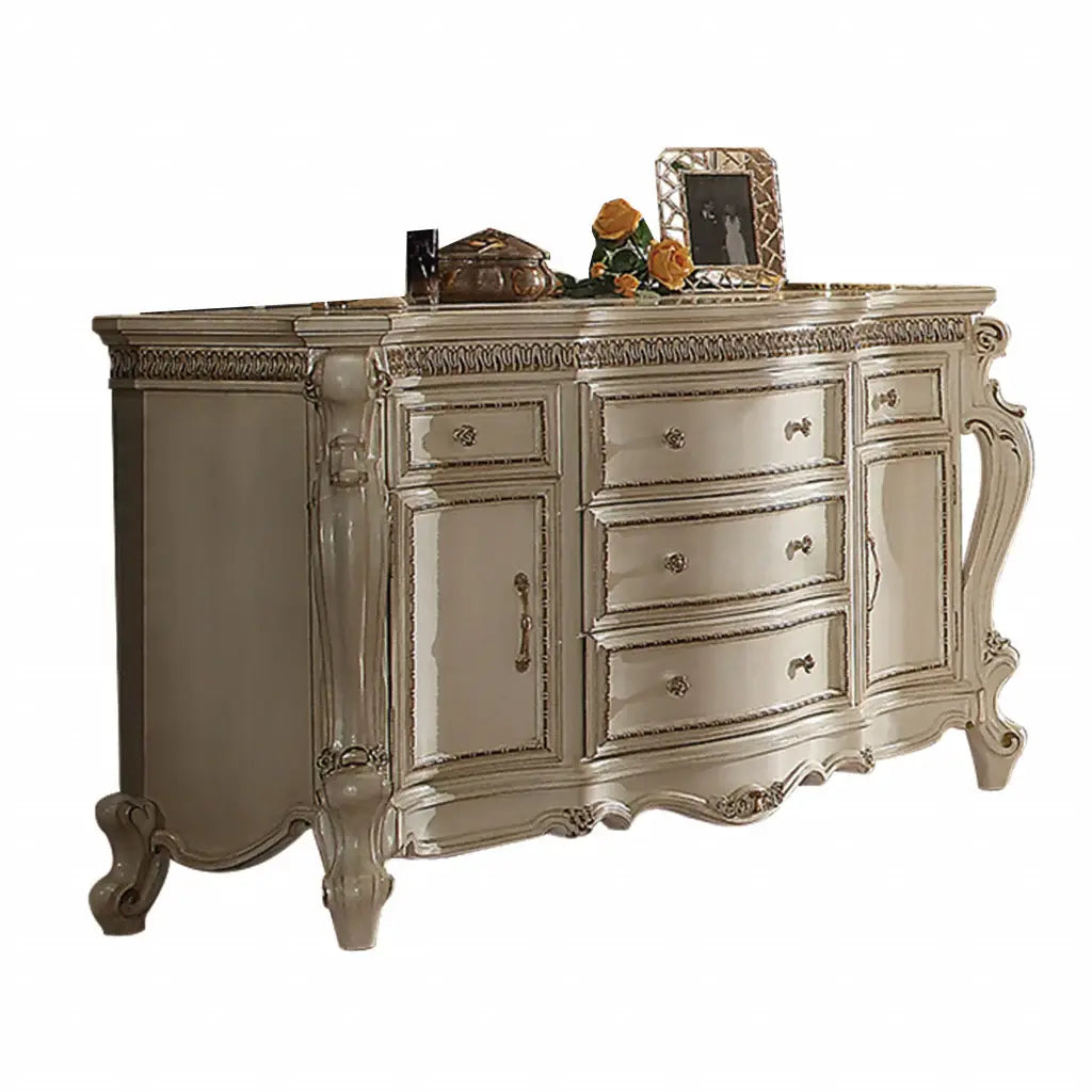 69" Pearl Solid and Manufactured Wood Five Drawer Triple Dresser - Homeroots - Flyclothing LLC