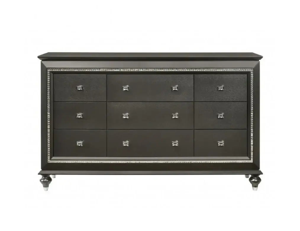 66" Gray Solid and Manufactured Wood Nine Drawer Triple Dresser - Homeroots - Flyclothing LLC